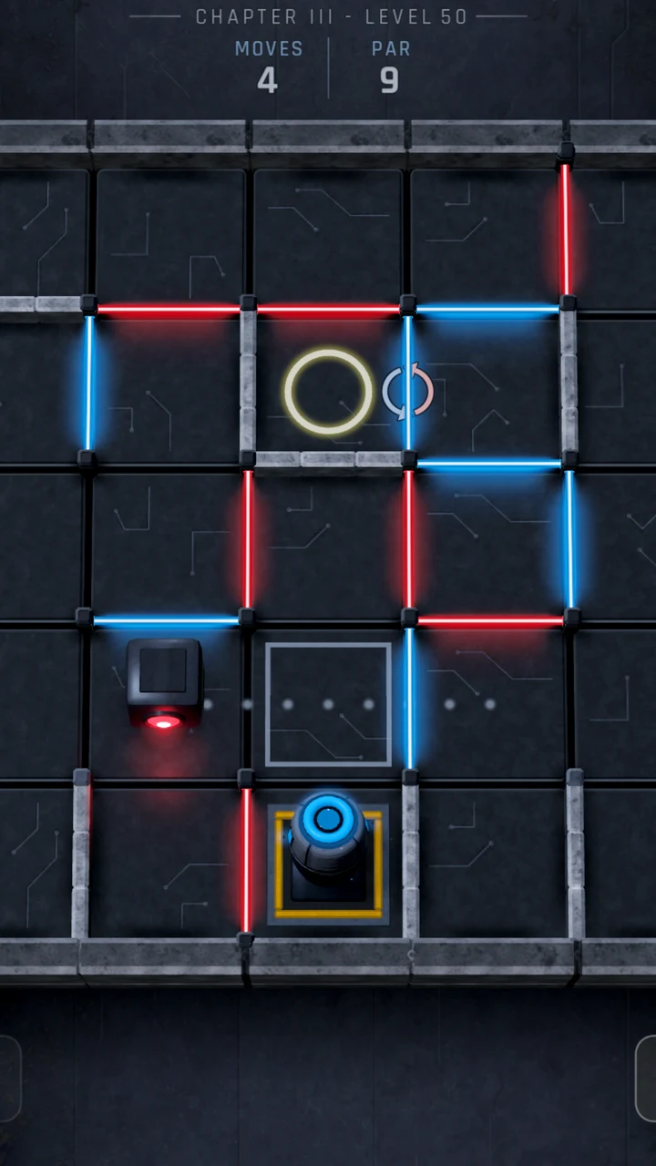 Level 50: a patrol drone and a switch pad